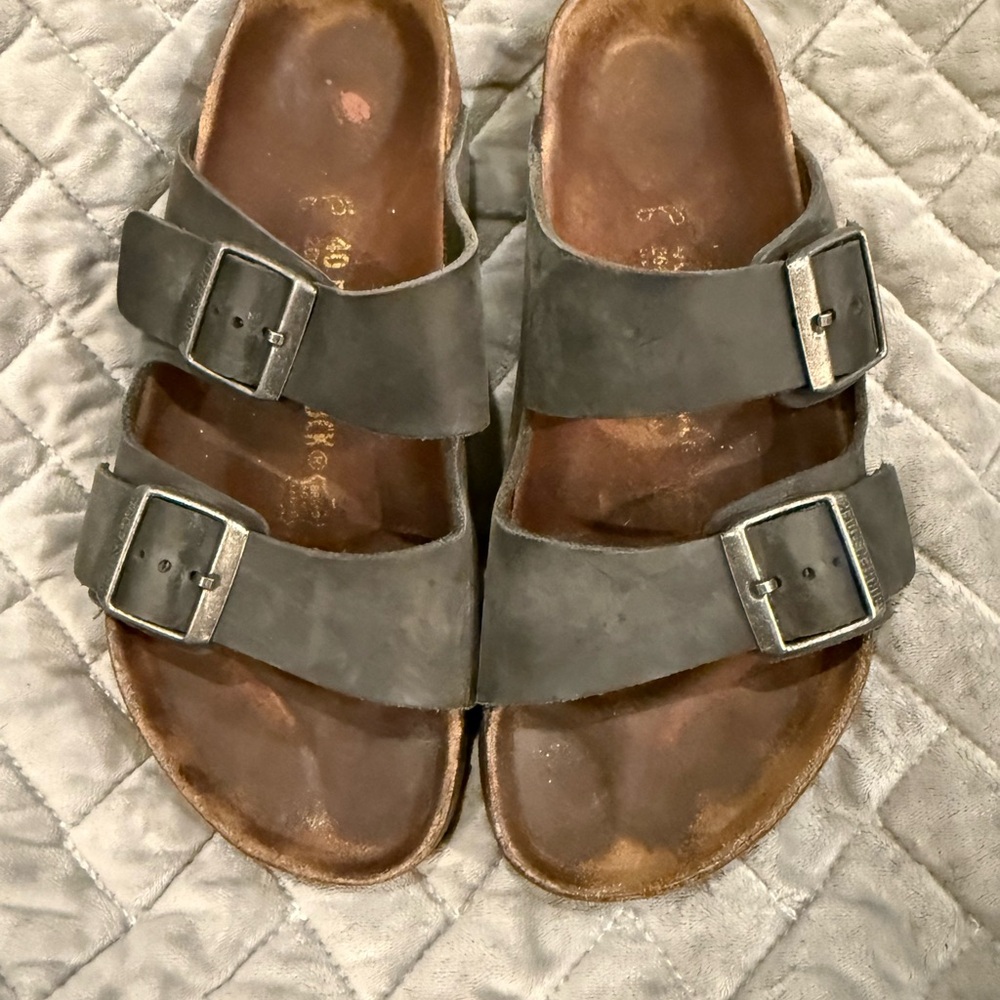 Real Charcoal Leather Birkenstocks Arizona